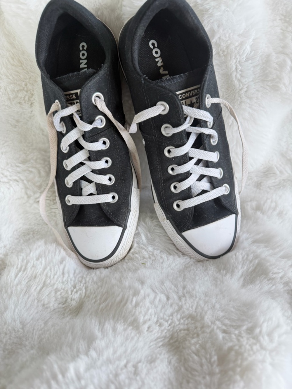 Converse Black Canvas Low-Top Sneakers with White Accents - Picture 4 of 14
